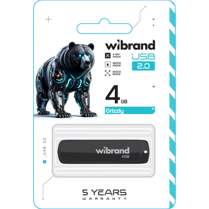 Флэшка WIBRAND Grizzly 4GB USB2.0 Black