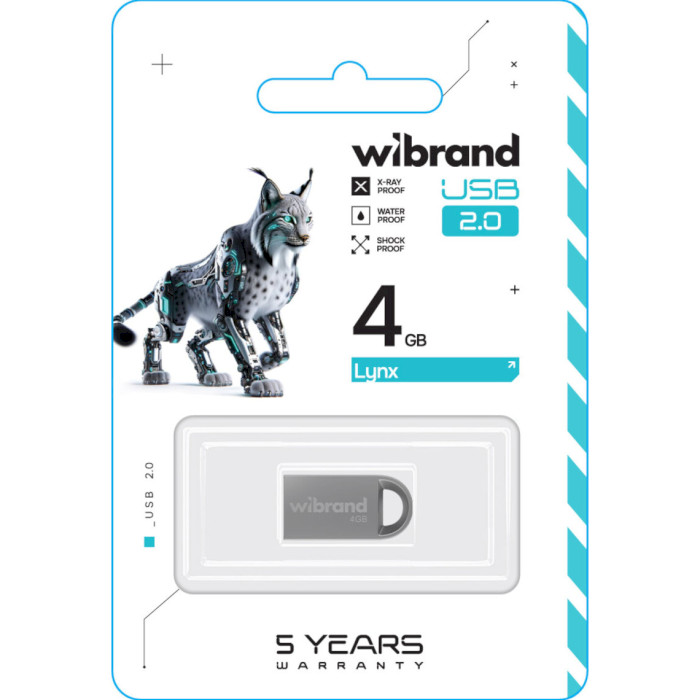 Флэшка WIBRAND Lynx 4GB USB2.0 Silver