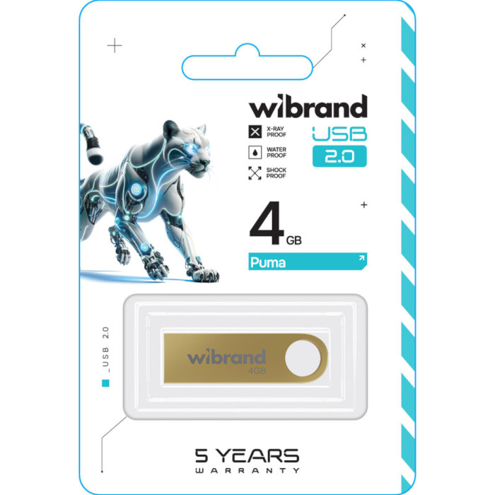 Флэшка WIBRAND Puma 4GB USB2.0 Gold