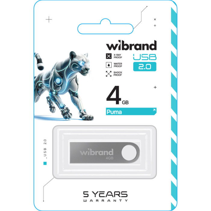 Флэшка WIBRAND Puma 4GB USB2.0 Silver