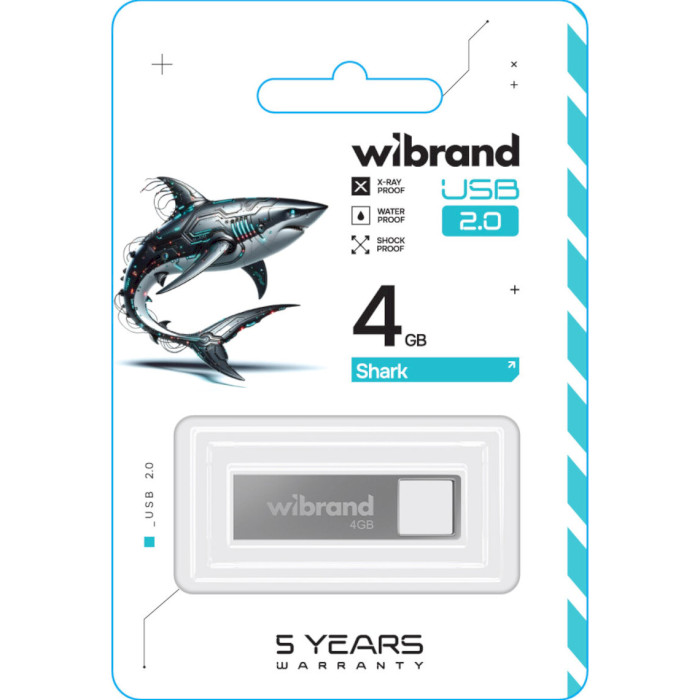 Флэшка WIBRAND Shark 4GB USB2.0 Silver