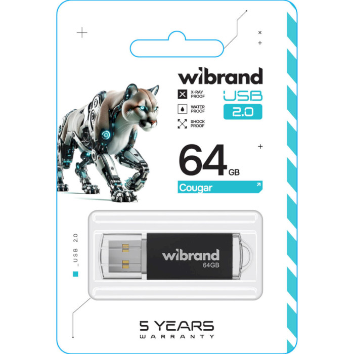 Флэшка WIBRAND Cougar 64GB USB2.0 Black