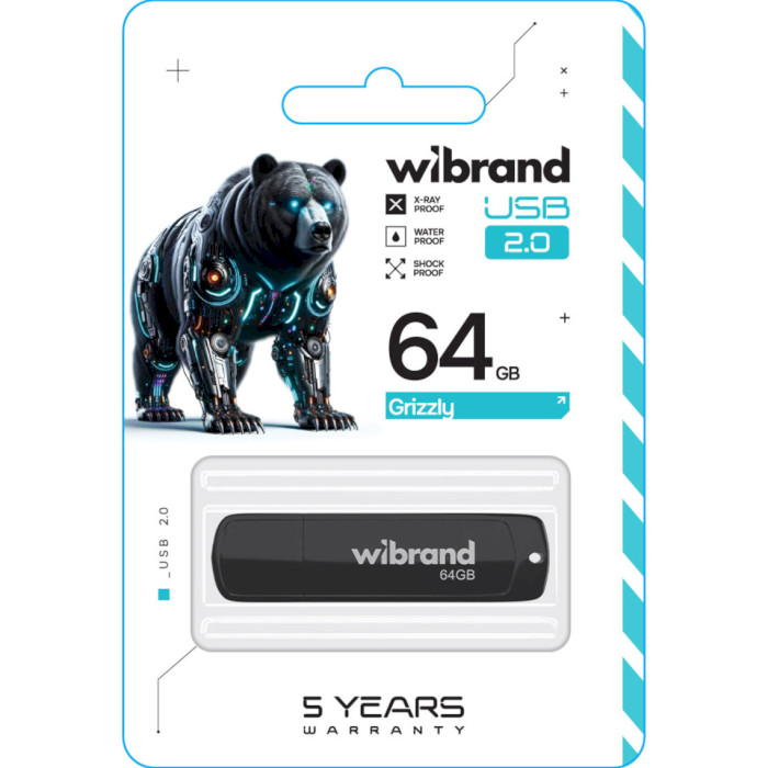 Флешка WIBRAND Grizzly 64GB USB2.0 Black