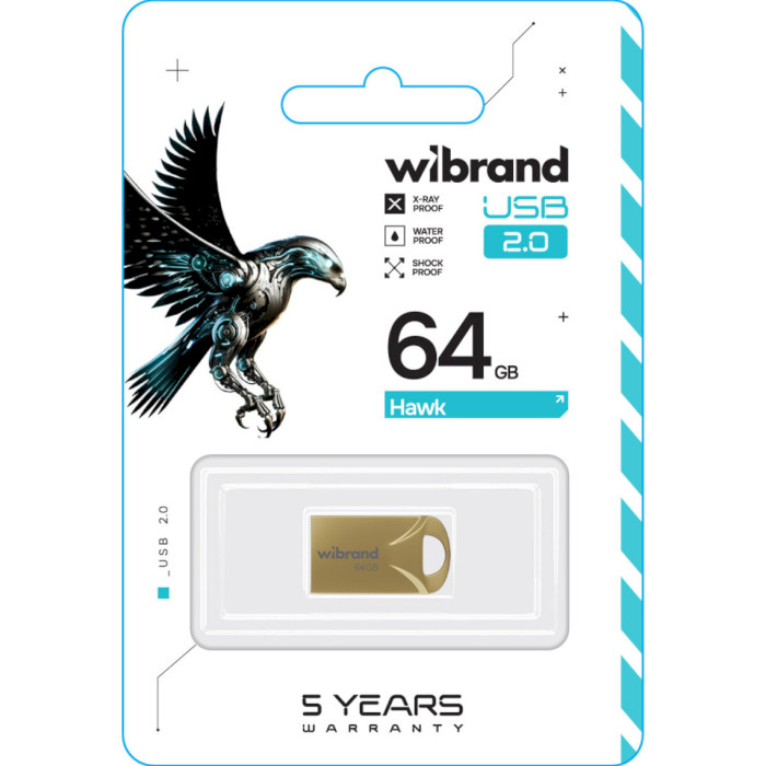 Флэшка WIBRAND Hawk 64GB USB2.0 Gold