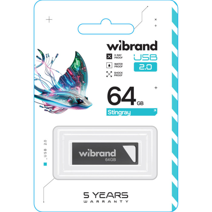 Флешка WIBRAND Stingray 64GB USB2.0 Gray