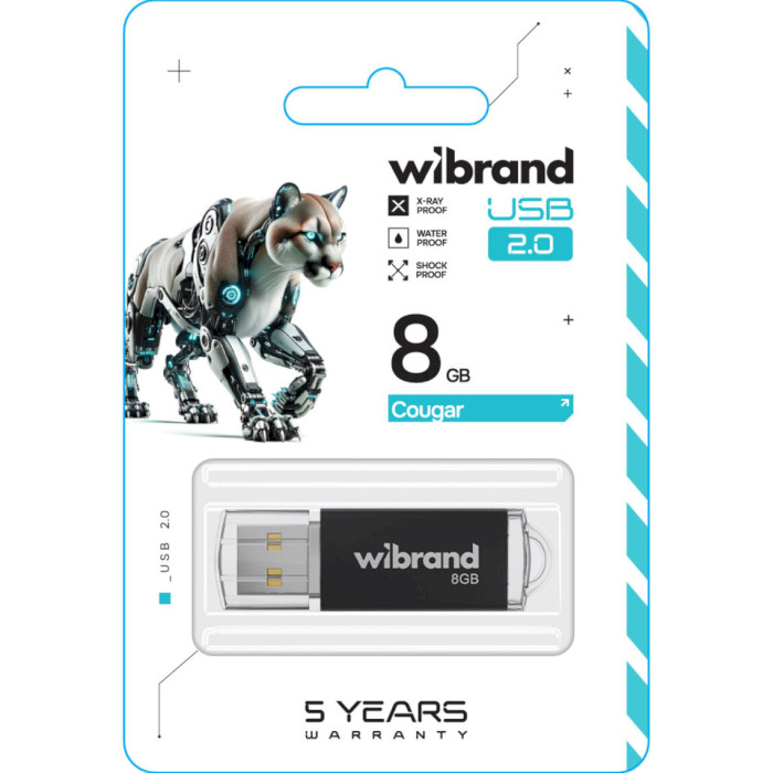 Флэшка WIBRAND Cougar 8GB USB2.0 Black
