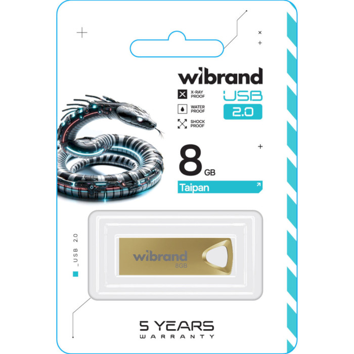 Флэшка WIBRAND Taipan 8GB USB2.0 Gold