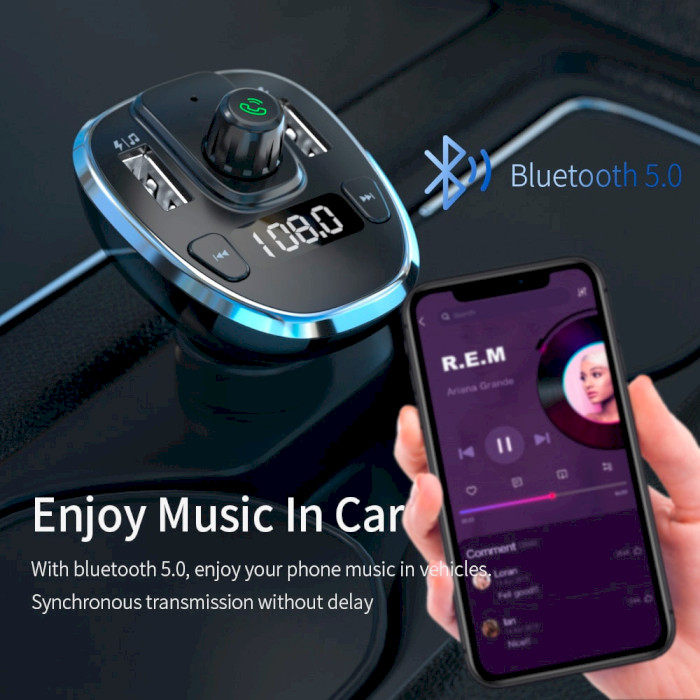 FM-трансмітер ESSAGER Dynamic Bluetooth MP3 Car Charger Black