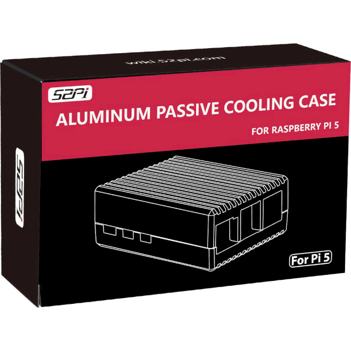 Корпус 52PI Aluminum Passive Cooling Case for Raspberry Pi 5 Black (C-0050)