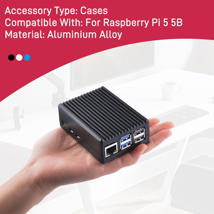 Корпус 52PI Aluminum Passive Cooling Case for Raspberry Pi 5 Black (C-0050)