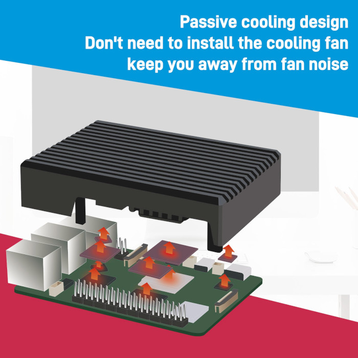 Корпус 52PI Aluminum Passive Cooling Case for Raspberry Pi 5 Black (C-0050)