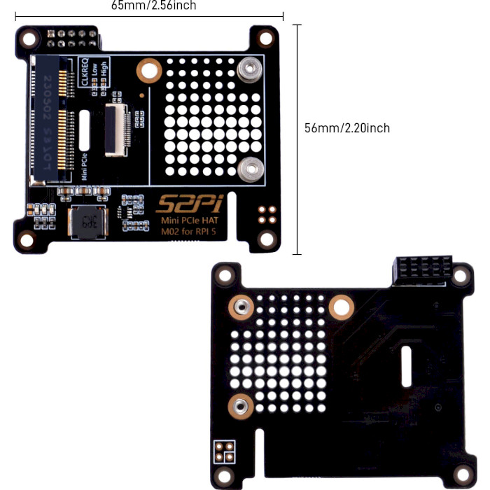 Плата розширення 52PI M02 Mini PCIe HAT Expansion Board for Raspberry Pi 5 (EP-0217)