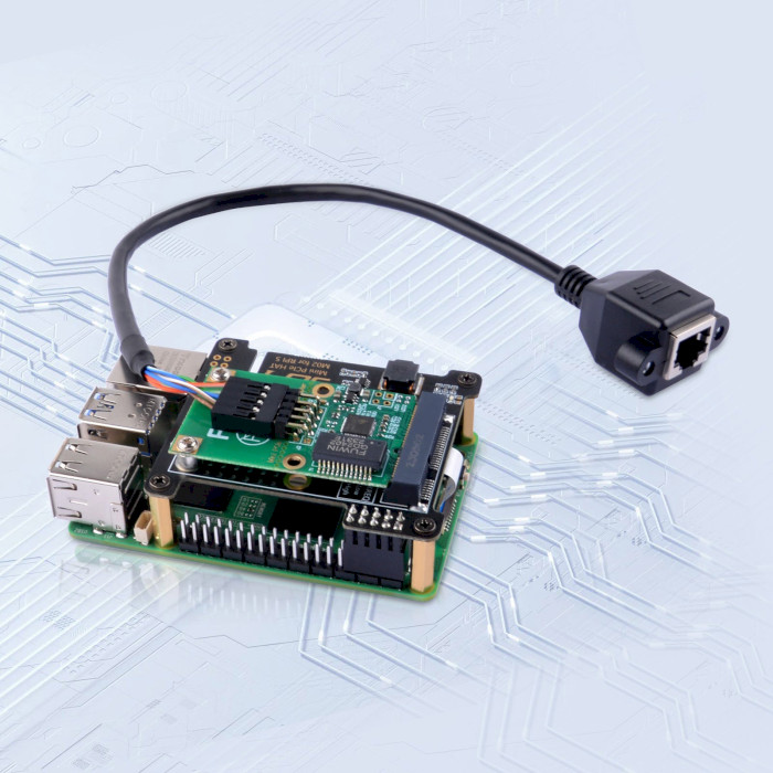 Плата розширення 52PI M02 Mini PCIe HAT Expansion Board for Raspberry Pi 5 (EP-0217)