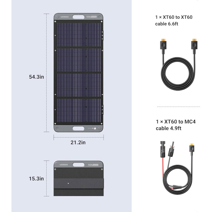 Портативная солнечная панель UGREEN Solar Panel SC100 100W