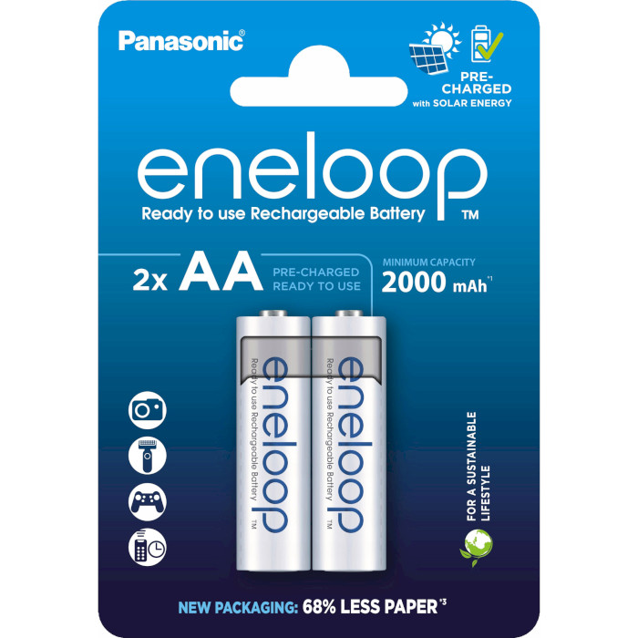 Акумулятор PANASONIC Eneloop AA 2000mAh 2шт/уп (BK-3MCDE/2CP)