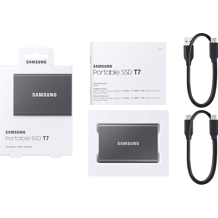 Портативный SSD диск SAMSUNG T7 4TB USB3.2 Gen2 Titan Gray (MU-PC4T0T/WW)