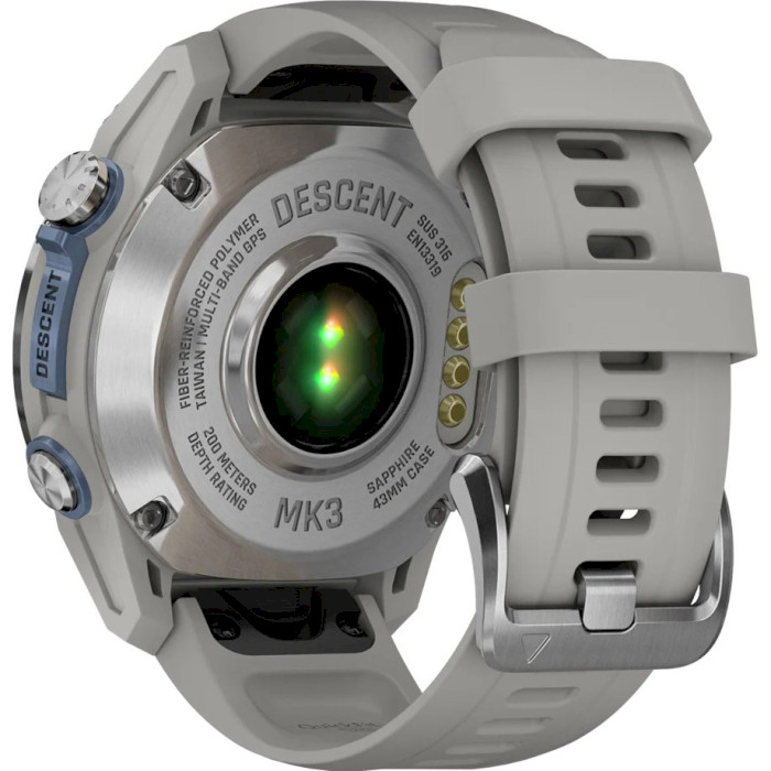 Смарт-годинник для дайверів GARMIN Descent Mk3 43mm Stainless Steel with Fog Gray Silicone Band (010-02753-04)