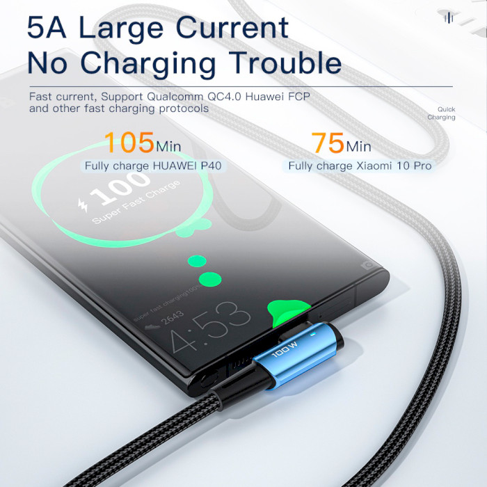 Кабель ESSAGER Sunset Bend 100W Fast Charging Cable Type-C to Type-C 3м Black (EXCTT1-CGWTC01)