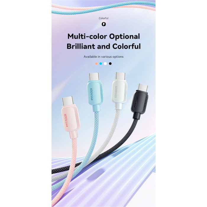 Кабель ESSAGER Breeze 100W Fast Charging Cable Type-C to Type-C 1м Pink (EXCTT1-WL04-P)