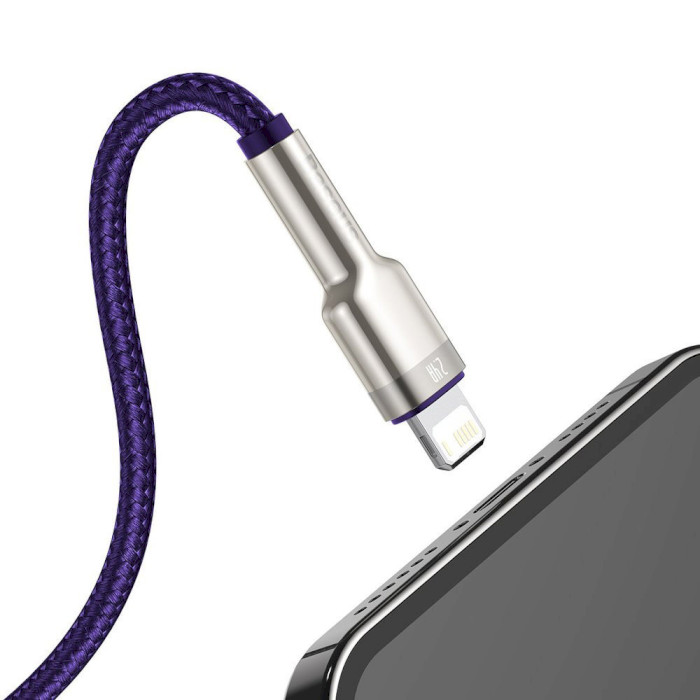 Кабель BASEUS Cafule Metal Data Cable USB for Lightning 2м Purple/Уцінка (CALJK-B05)