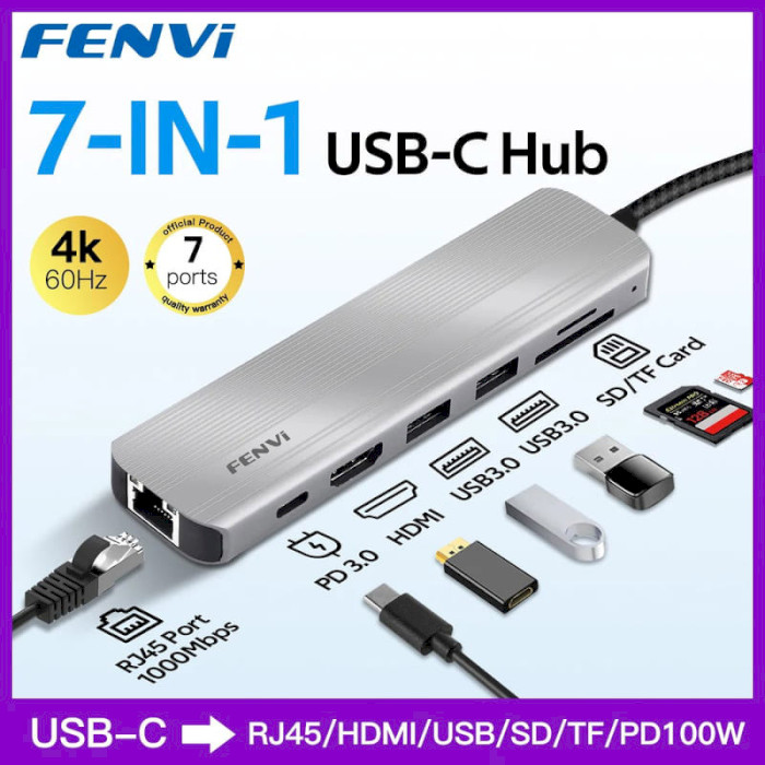 Порт-реплікатор FENVI 7-in-1 USB-C Hub Adapter (F-C7205H)