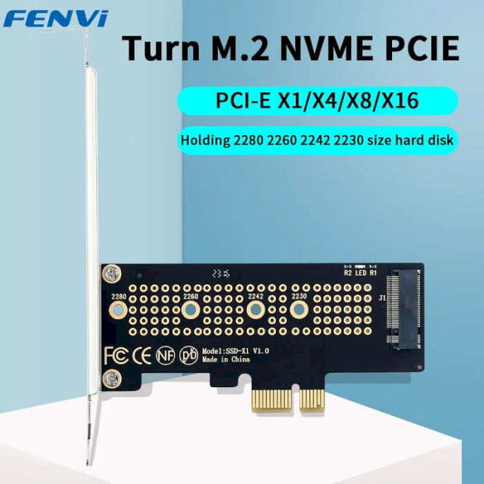 Адаптер FENVI SSD-X1 M.2 PCIe NVMe M-Key to PCIe x1