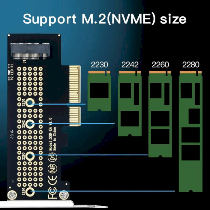 Адаптер FENVI SSD-X4 Heat Sink M.2 PCIe NVMe M-Key to PCIe x4