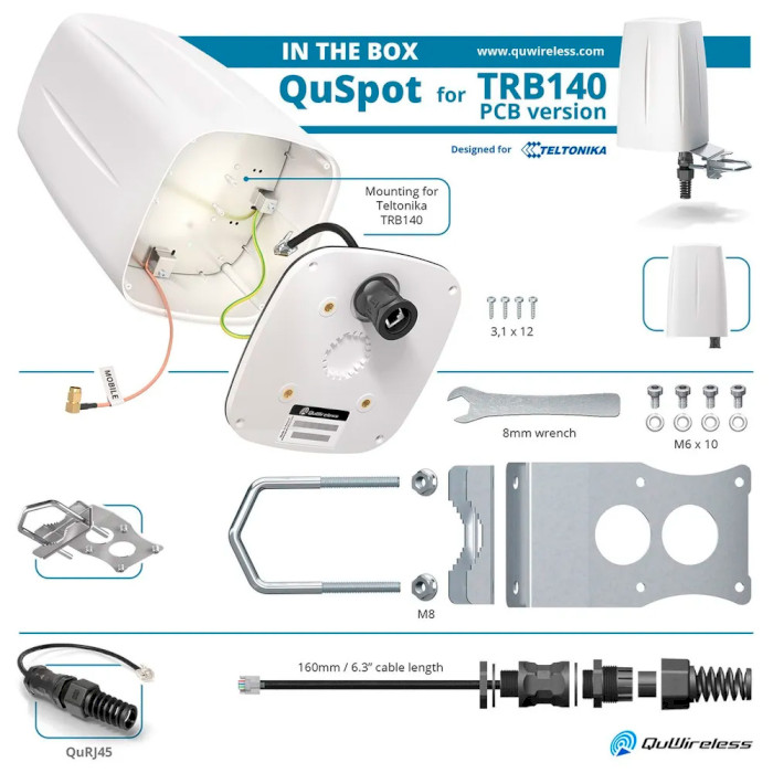 LTE антена QUWIRELESS QuSpot A140S-A for Teltonika TRB140 всеспрямована 4dBi