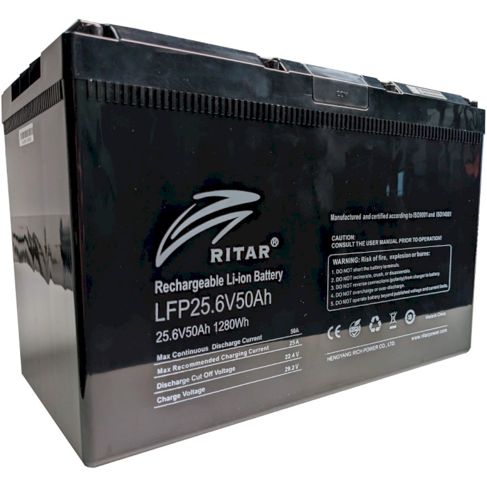 Аккумуляторная батарея RITAR LiFePO4 LFP 25.6V 50Ah Bluetooth (25.6В, 50Ач, 8S1P/BMS)