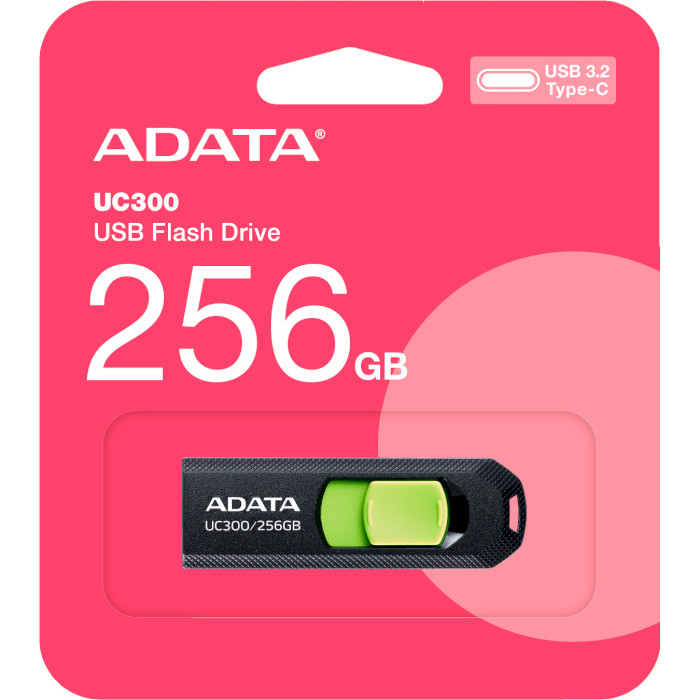 Флешка ADATA UC300 256GB USB-C3.2 Black/Green (ACHO-UC300-256G-RBK/GN)