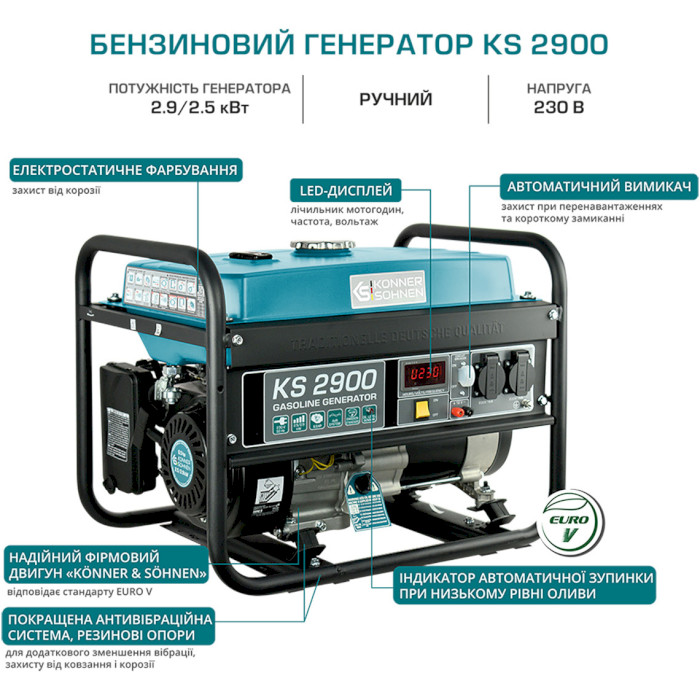 Бензиновий генератор KONNER&SOHNEN KS 2900