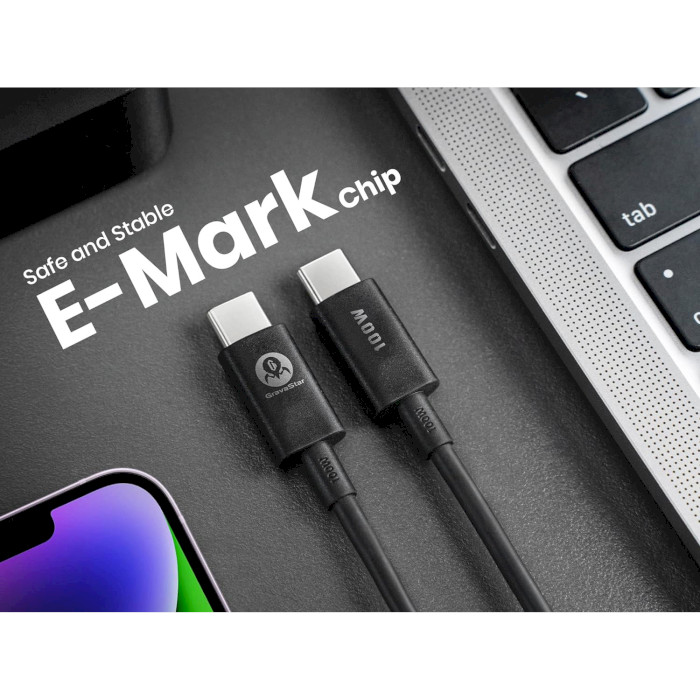 Кабель GRAVASTAR USB-C to USB-C 100W 1.5м Black
