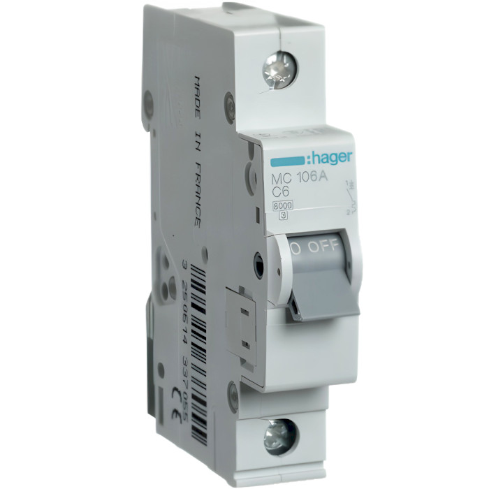 Выключатель автоматический HAGER MC106A 1p, 6А, C, 6кА