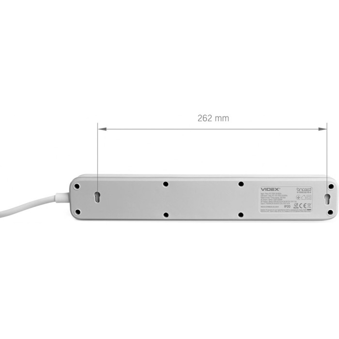 Сетевой фильтр VIDEX Oncord White, 4 розетки, 1xUSB-C, 1xUSB, 3м (VF-PD43G1QC1PD-W)