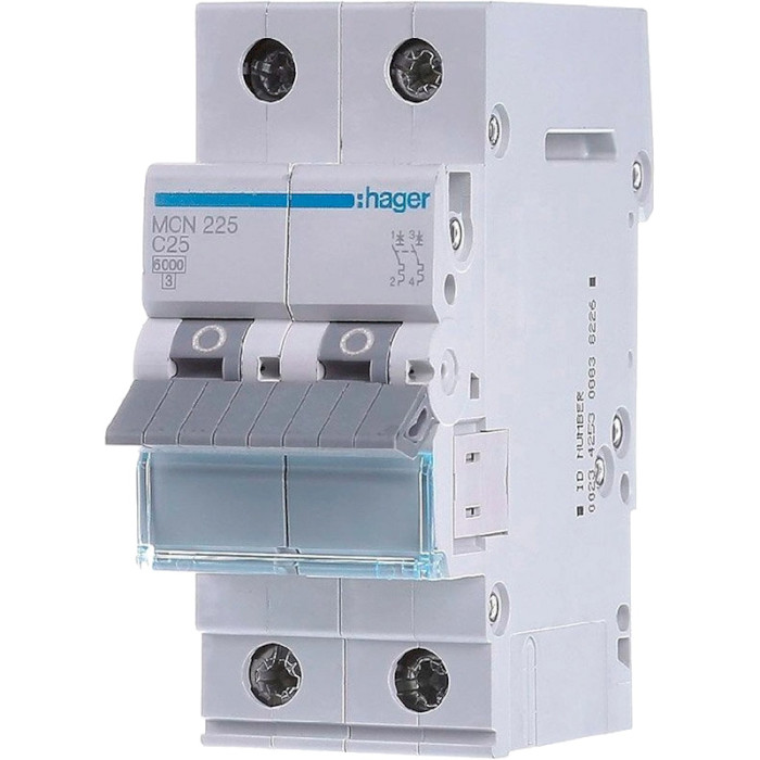 Выключатель автоматический HAGER MCN225 2p, 25А, C, 6кА