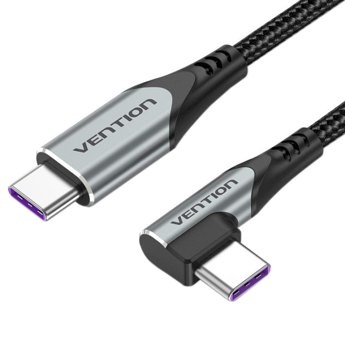 Кабель VENTION USB2.0 C Male to C Male Right Angle Cable 5A 1.5м Gray (TAKHG)