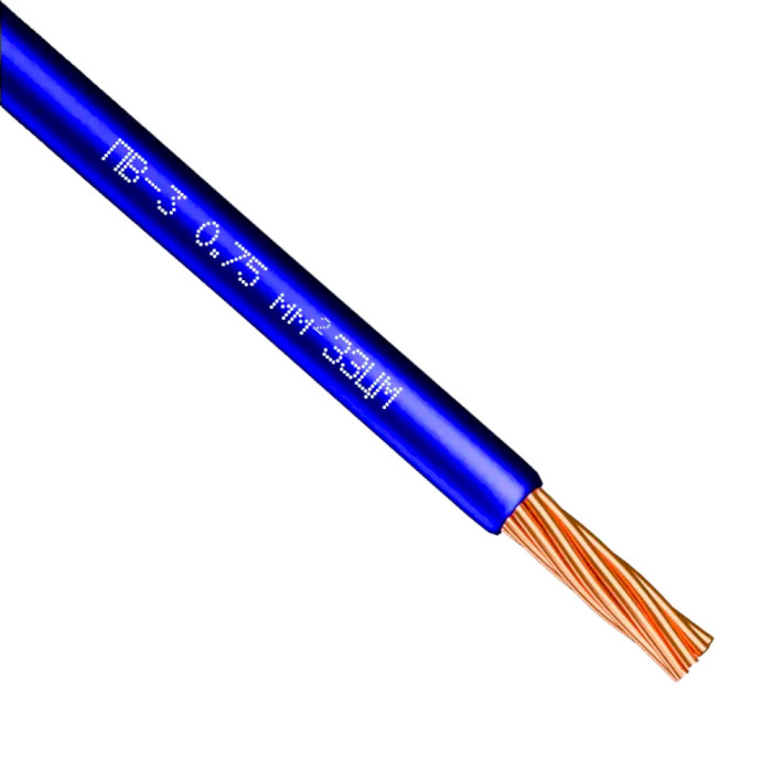 Силовий кабель ПВ3 ЗЗКМ 1x0.75мм² 100м, синій (704967-BL)