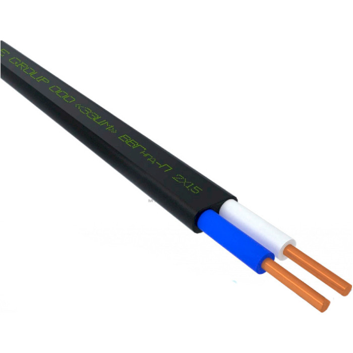 Силовий кабель ВВГнгд-П ЗЗКМ 2x1.5мм² 100м, чорний (707232)
