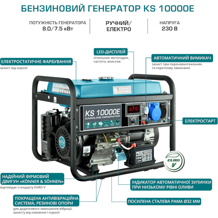 Бензиновий генератор KONNER&SOHNEN KS 10000E