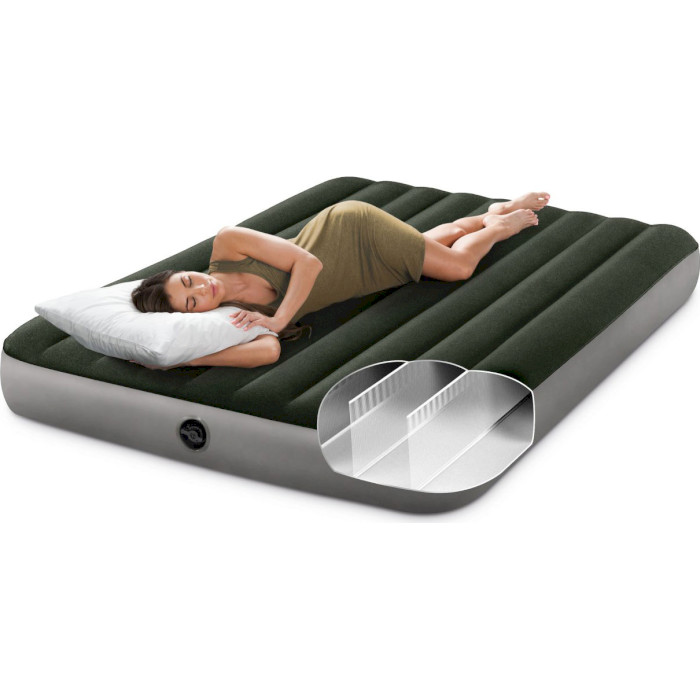 Надувной матрас INTEX Queen Dura-Beam Downy Airbed with Foot Bip 203x152 Green (64763)