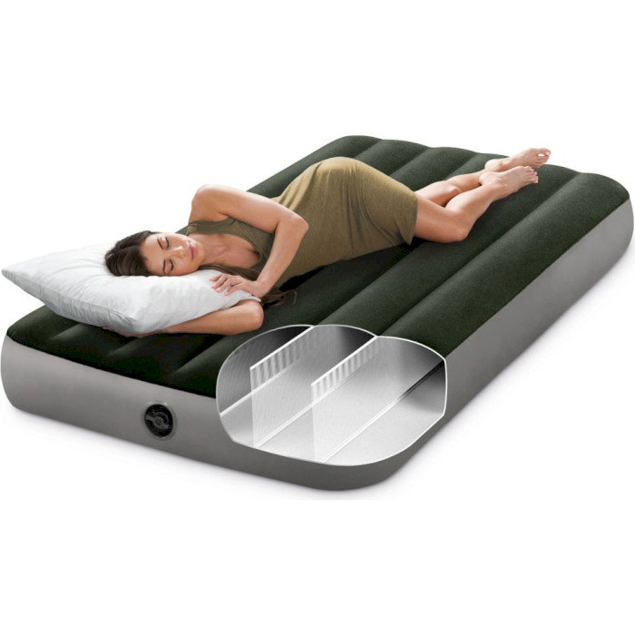 Надувний матрац INTEX Twin Dura-Beam Prestige Airbed with Battery Pump 191x99 Green (64777)