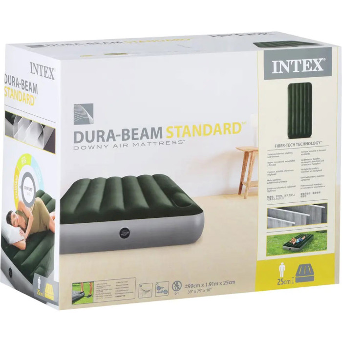 Надувной матрас INTEX Twin Dura-Beam Downy Airbed with Foot Bip 191x99 Green (64761)