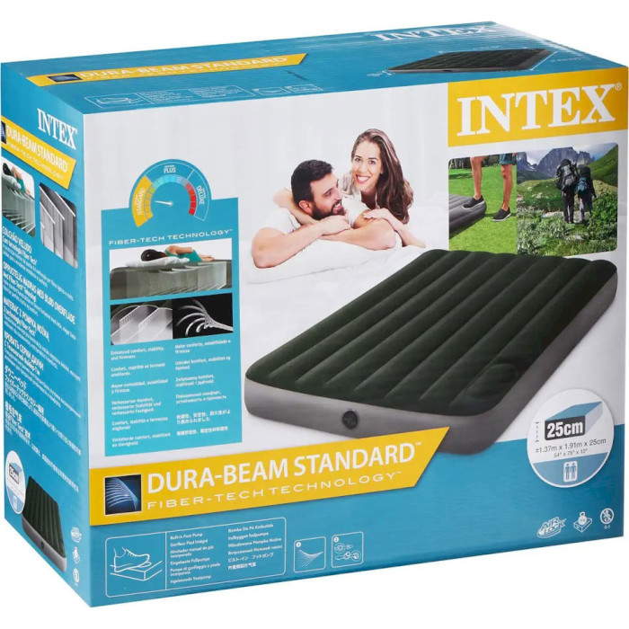 Надувной матрас INTEX Full Dura-Beam Downy Airbed with Foot Bip 191x137 Green (64762)