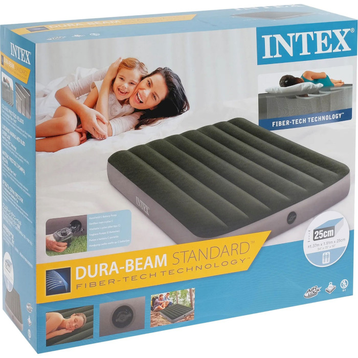 Надувний матрац INTEX Full Dura-Beam Prestige Airbed with Battery Pump 191x137 Green (64778)