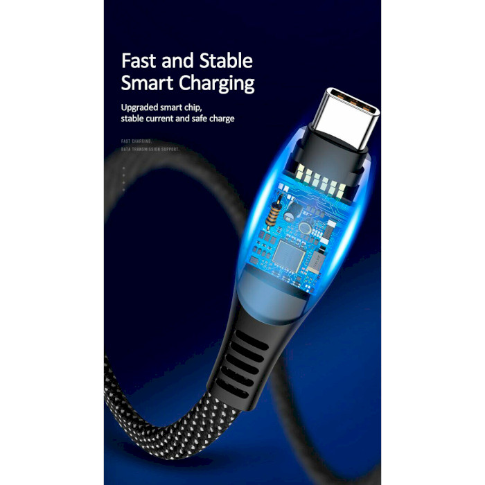 Кабель USAMS US-SJ422 U36 Type-C 5A Digital Display Charging and Data Cable 1.2м Black (SJ422USB01)