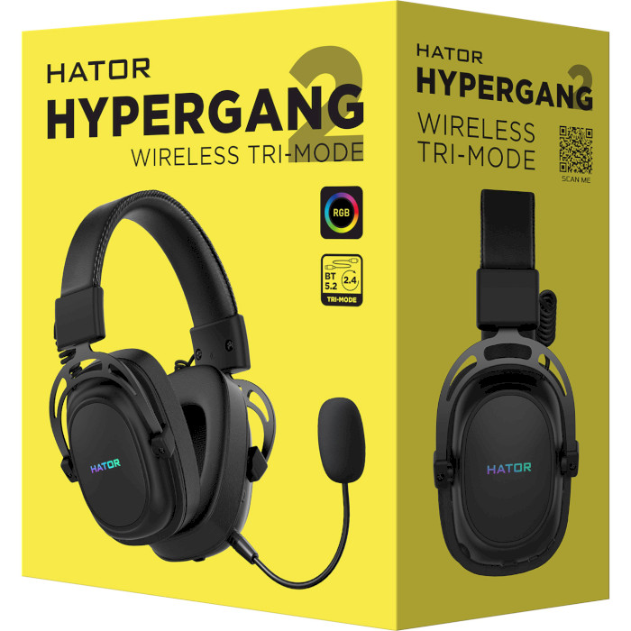 Навушники геймерскі HATOR Hypergang 2 Wireless Tri-mode Black (HTA-950)