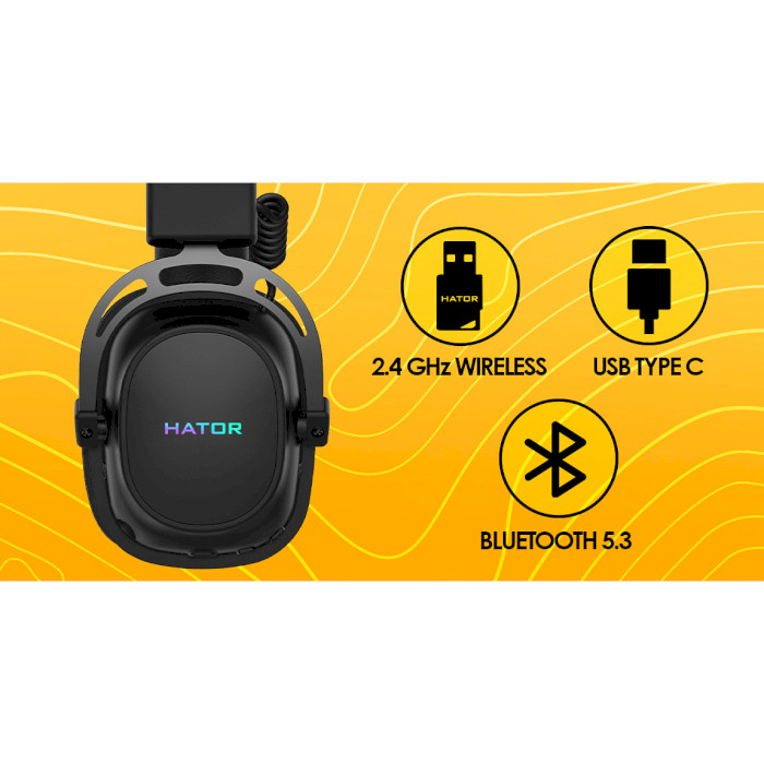 Навушники геймерскі HATOR Hypergang 2 Wireless Tri-mode Black (HTA-950)