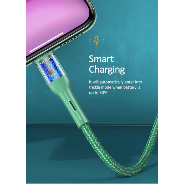 Кабель USAMS US-SJ425 Lightning U-Bob Smart Power-off Cable 1.2м Green (SJ425USB03)