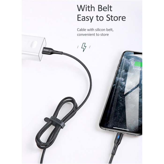 Кабель USAMS US-SJ425 Lightning U-Bob Smart Power-off Cable 1.2м Green (SJ425USB03)