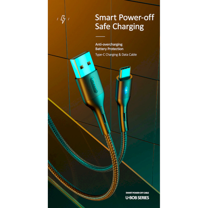 Кабель USAMS US-SJ460 Type-C U-Bob Smart Power-off Cable 1.2м Green (SJ460USB02)